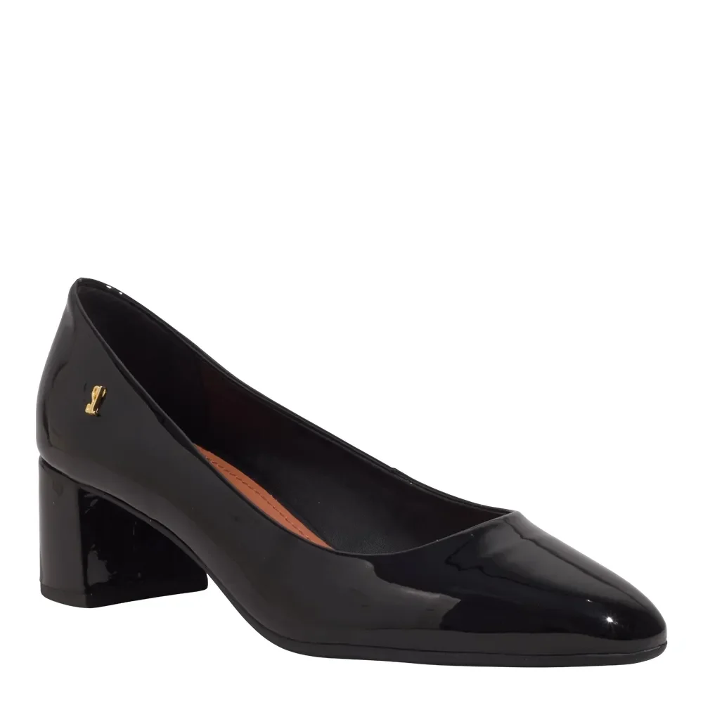 Scarpin Verniz Preto Salto Bloco Baixo - vista 2 de 3