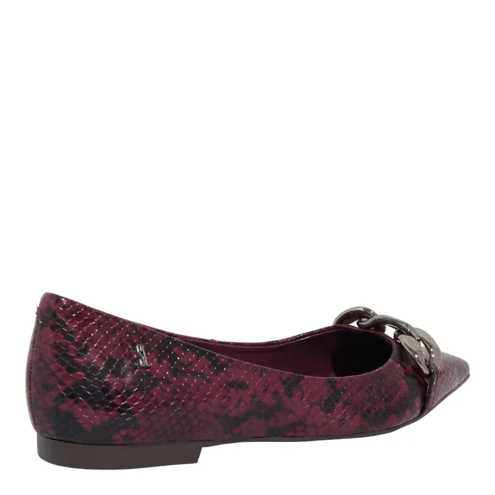 Sapatilha Animaler Estampa Cobra Vermelho Marsala Bico Fino - vista 3 de 5