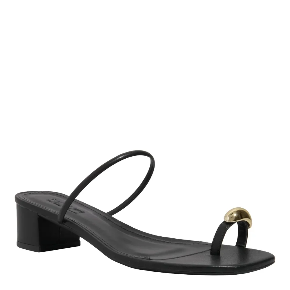 Mule Thong Napa Soft Preta Salto Bloco Baixo - vista 2 de 4