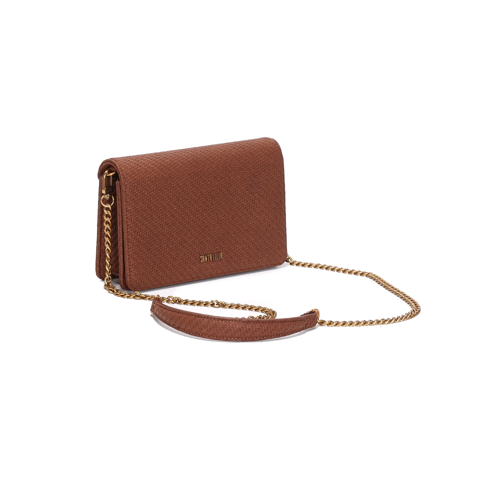 Bolsa Pequena Material Lizard Marrom Terracota Alça Transversal Corrente - vista 2 de 3