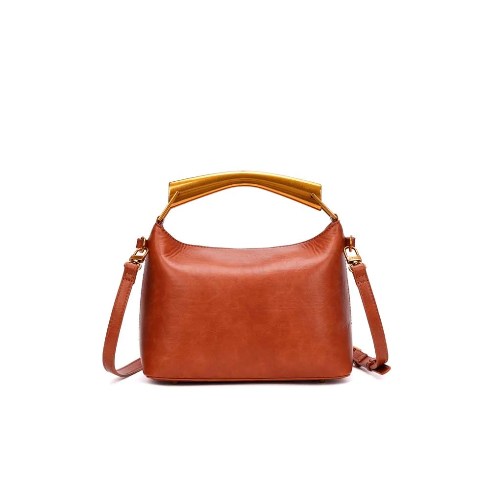 Bolsa Pequena Material Rustico Marrom Safari Alça Dupla - vista 3 de 7