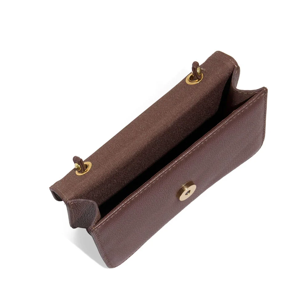 Bolsa Pequena Couro Floater Marrom Dark Alça Transversal - vista 3 de 3