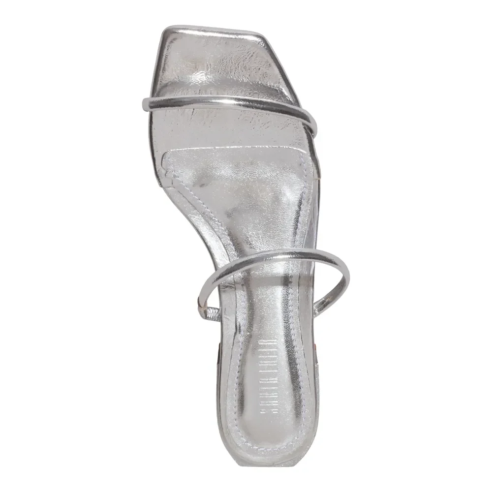 Mule Metalizado Reflexo Prata Bico Quadrado - vista 4 de 4