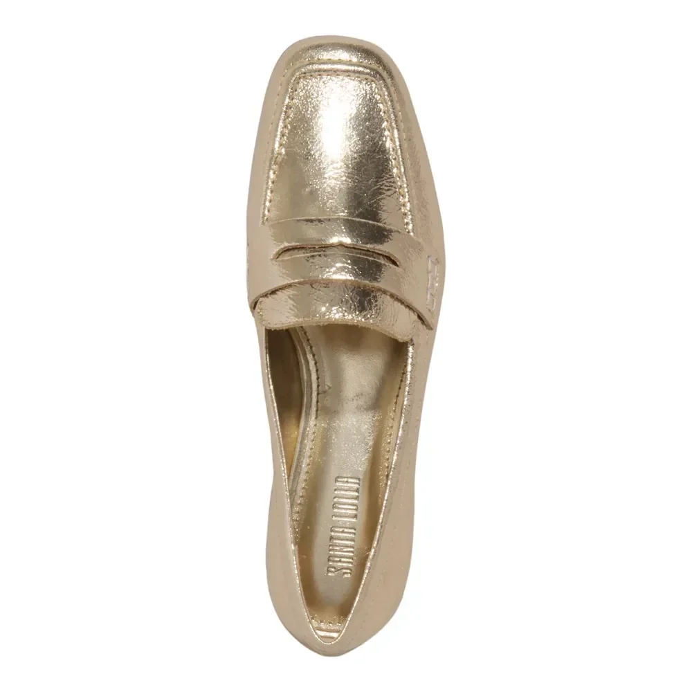 Mocassim Couro Metalizado Bico Quadrado Dourado - vista 4 de 4