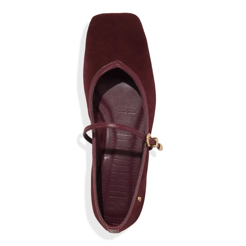 Sapatilha Couro Camurça Bico Quadrado Roxo Berry - vista 4 de 4