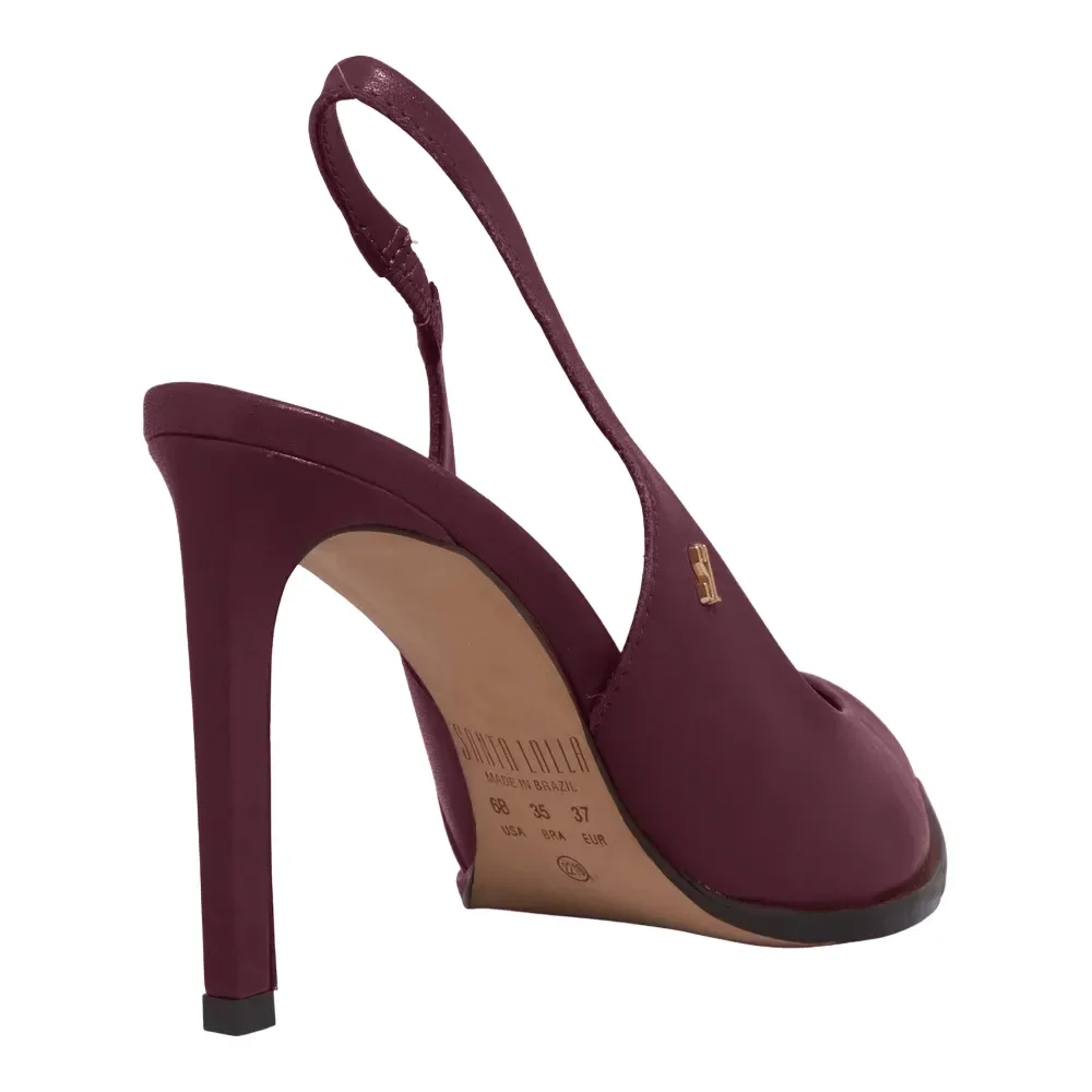 Sandália Peep Toe Couro Bico Folha Roxo Berry - vista 3 de 3
