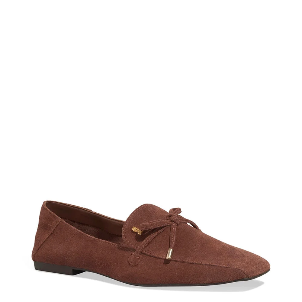 Mocassim Couro Camurça Bico Quadrado Marrom Terracota - vista 2 de 4