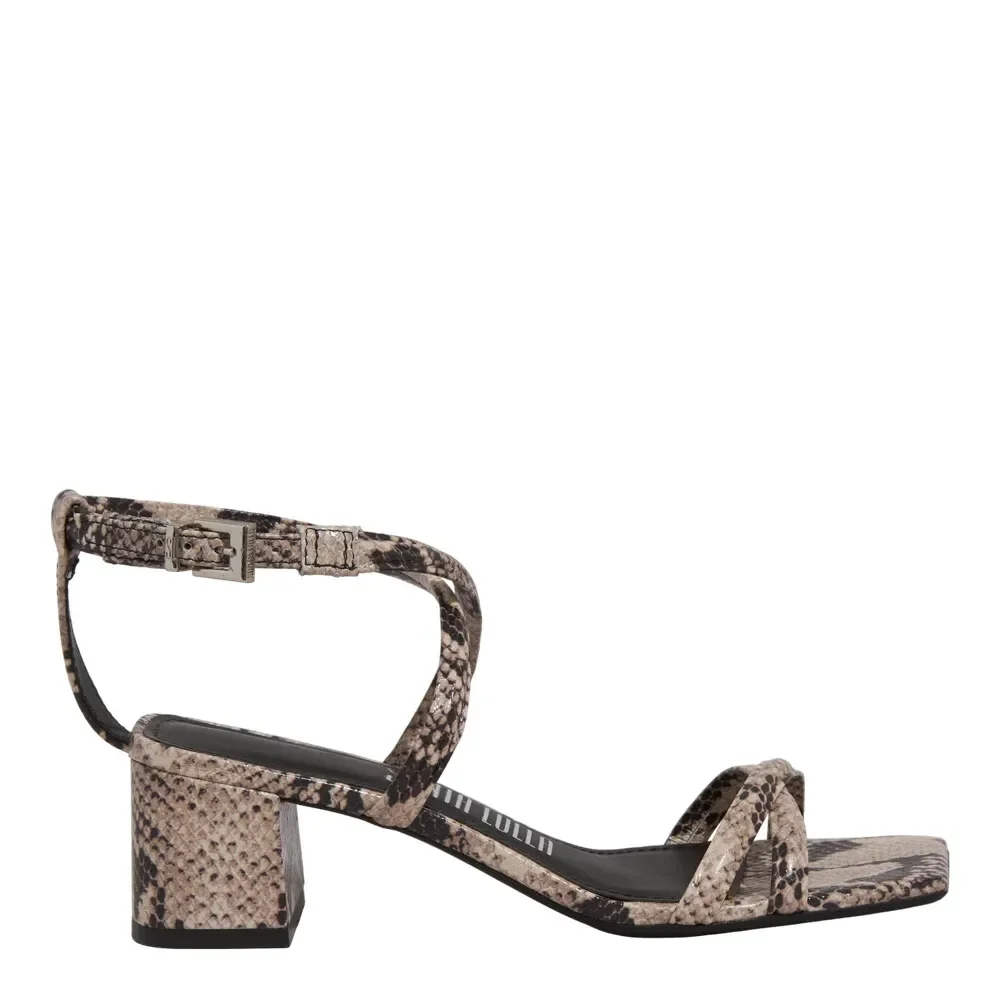 Sandália Couro Bico Quadrado Animal Print Cobra - vista 1 de 3