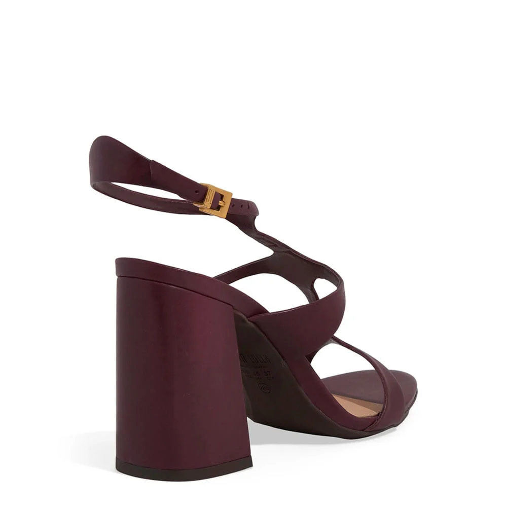 Sandália Couro Pelica Salto Grosso Roxo Berry - vista 3 de 3