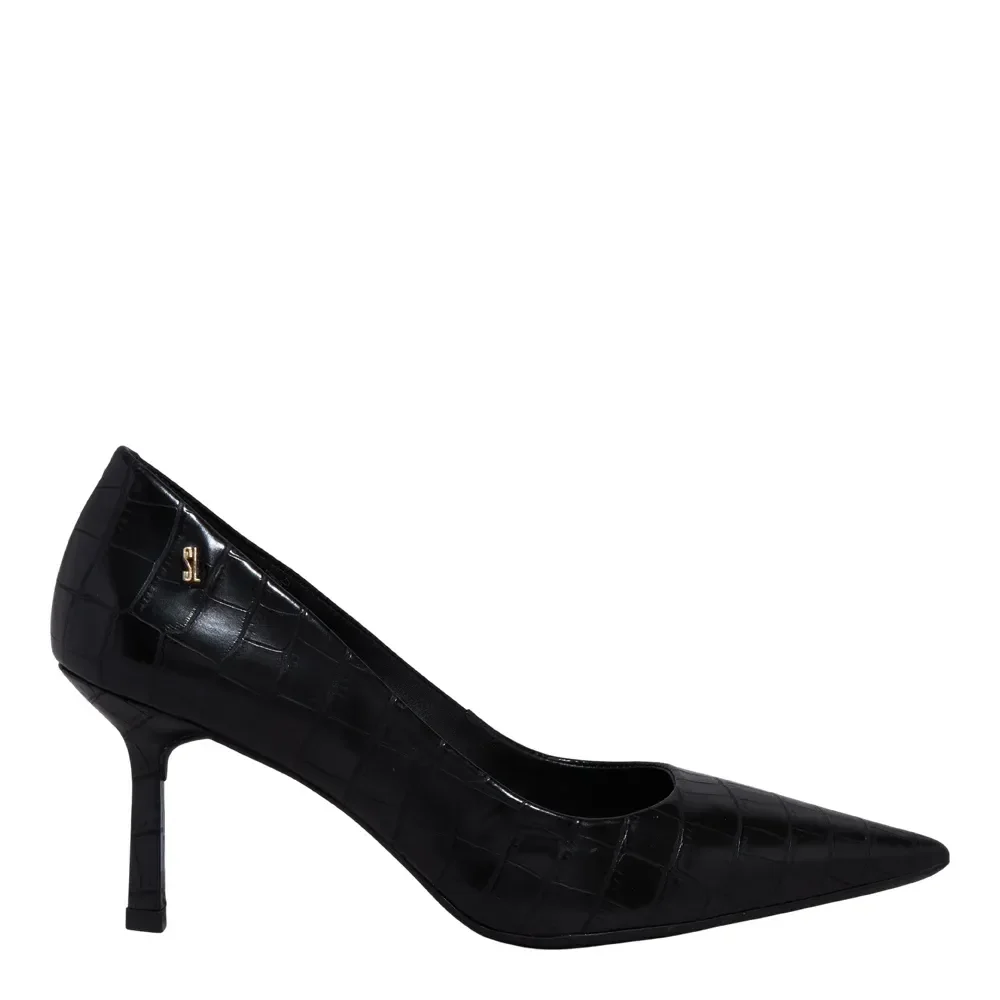 Scarpin Croco Italiano Bico Fino Preto - vista 1 de 3