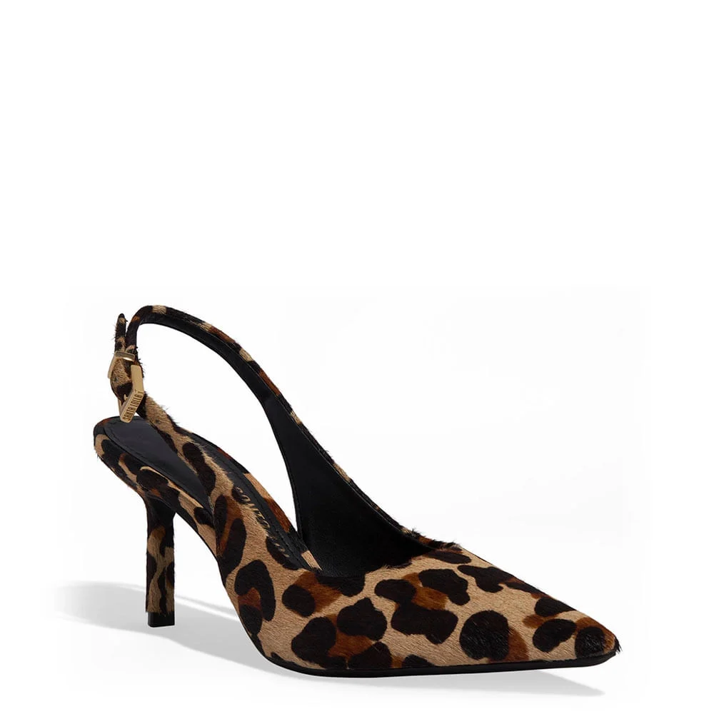 Scarpin Slingback Couro Salto Fino Animal Print Onça - vista 2 de 3