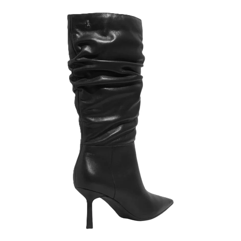 Bota Couro Soft Cano Longo Slouch Bico Fino Preta - vista 3 de 3