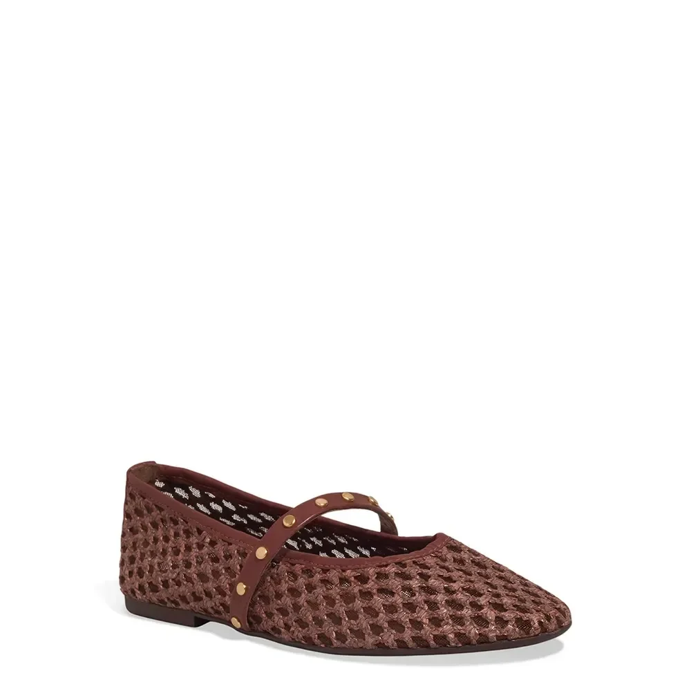 Sapatilha Tela Couro Soft Bico Redondo Marrom Terracota - vista 2 de 4