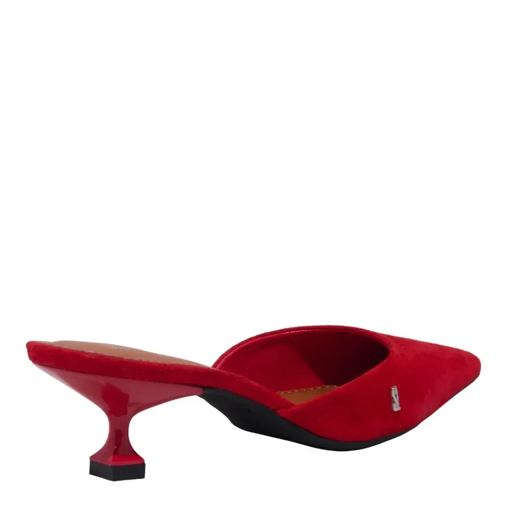 Mule Couro Nobuck Salto Taça Vermelho - vista 3 de 3