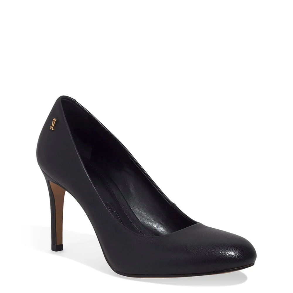 Scarpin Boneca Couro Pelica Soft Bico Redondo Preto - vista 2 de 3