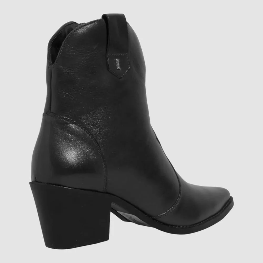 Bota Western Couro Cano Médio Salto Bloco Preta - vista 3 de 3