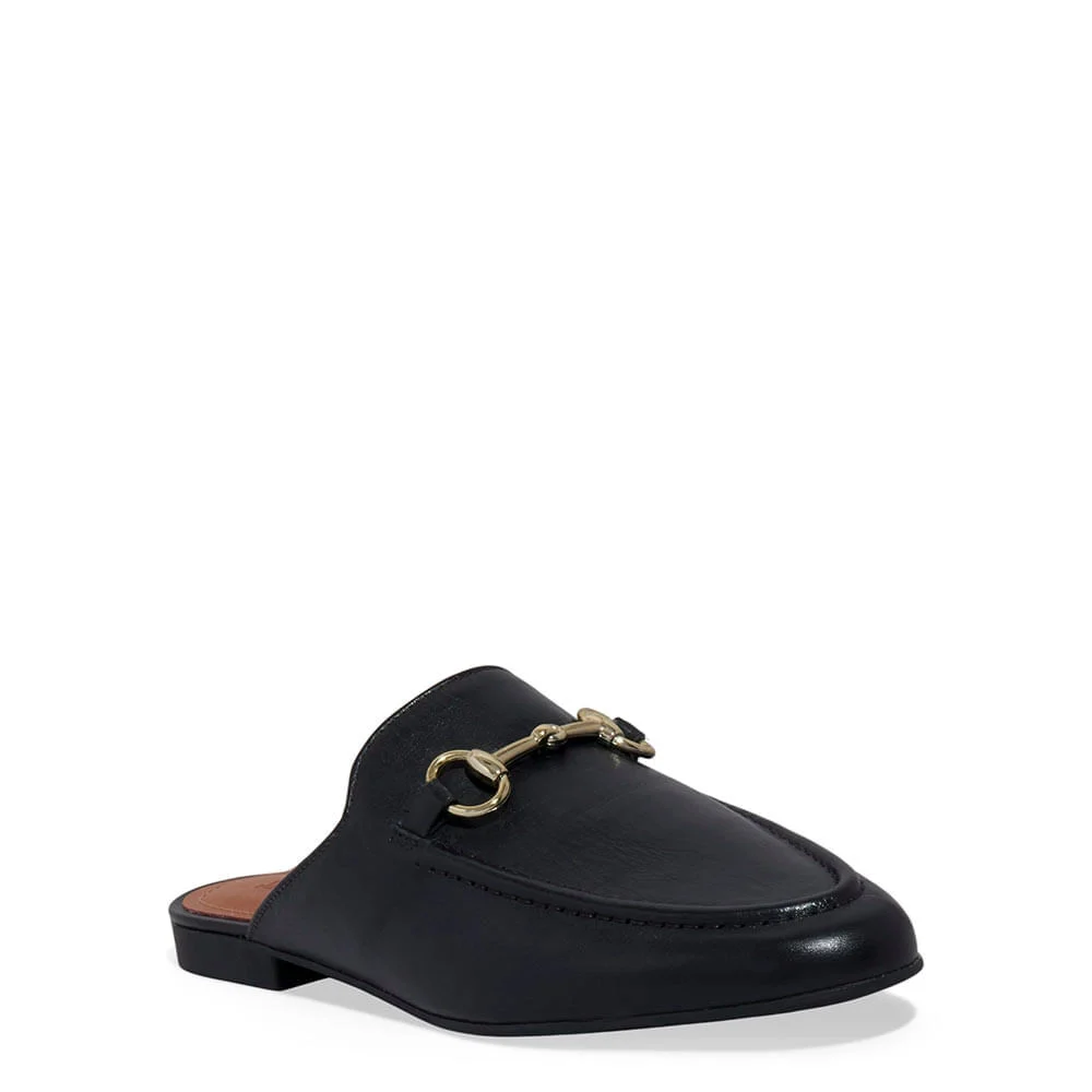 Mule Mocassim Couro Nobre Soft Bico Redondo Preto - vista 2 de 4