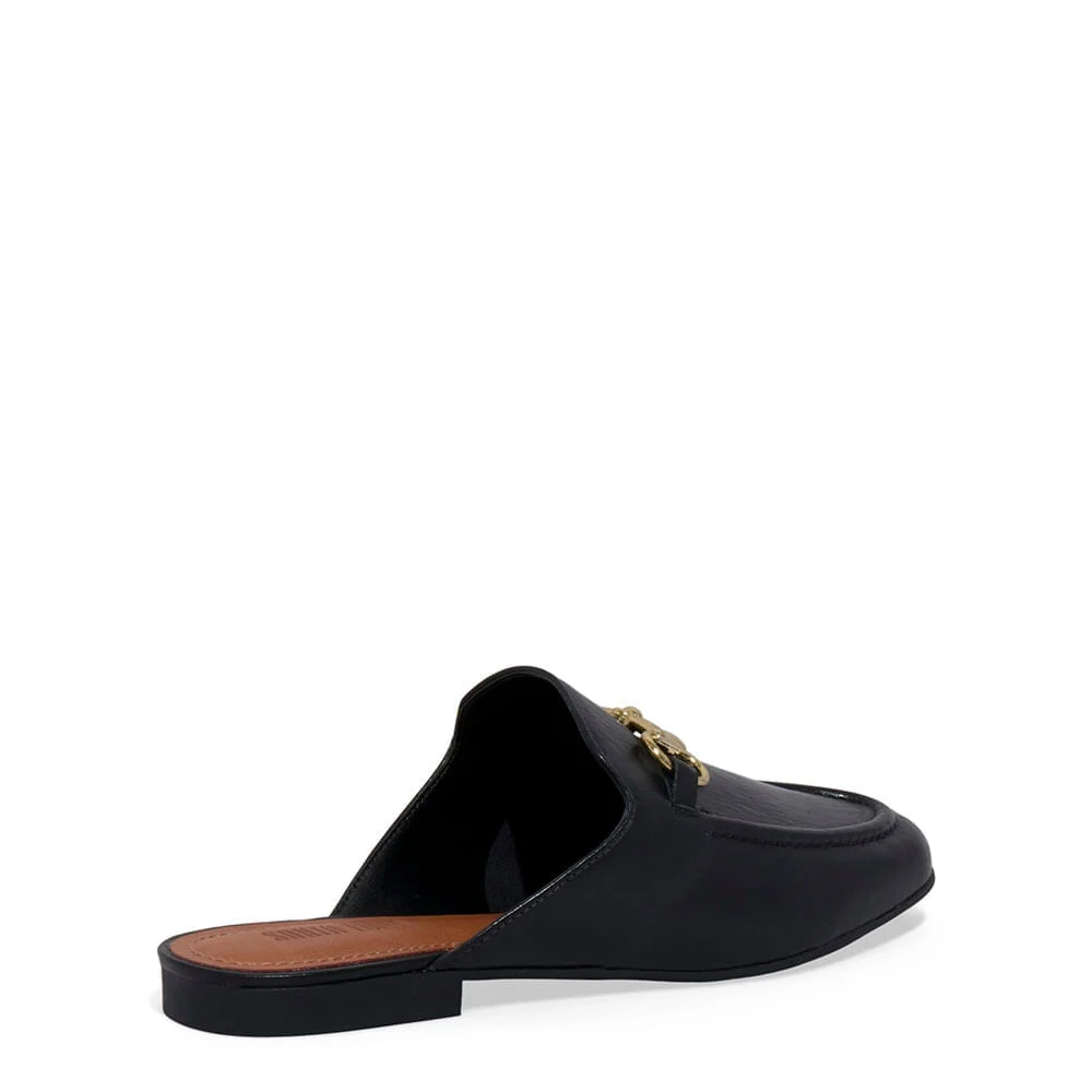 Mule Mocassim Couro Nobre Soft Bico Redondo Preto - vista 3 de 4