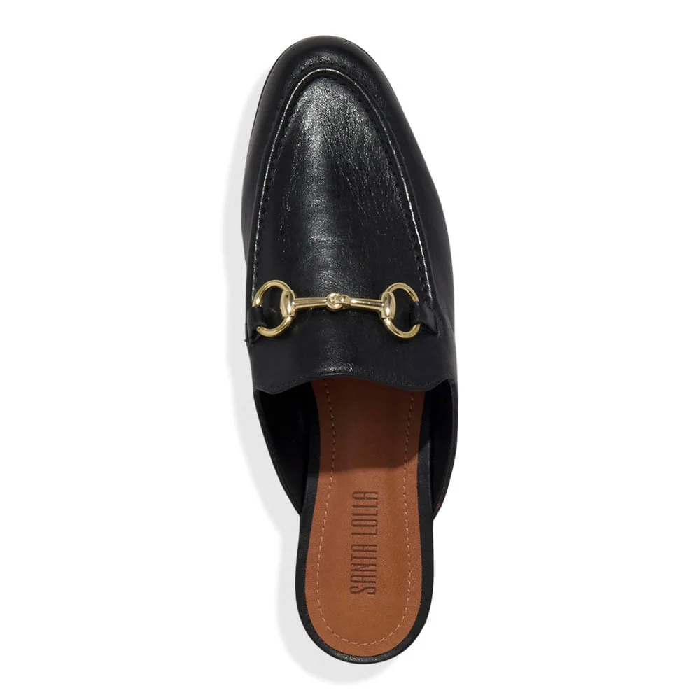 Mule Mocassim Couro Nobre Soft Bico Redondo Preto - vista 4 de 4