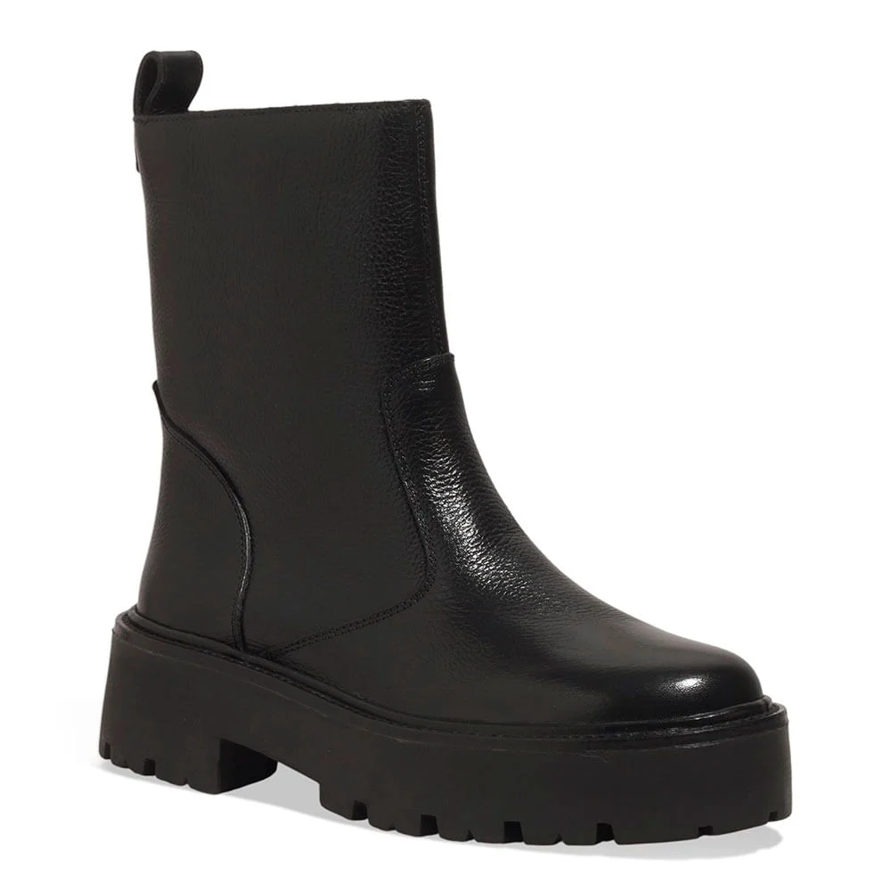 Bota Tratorada Cano Médio Couro Floater Preta - vista 2 de 3