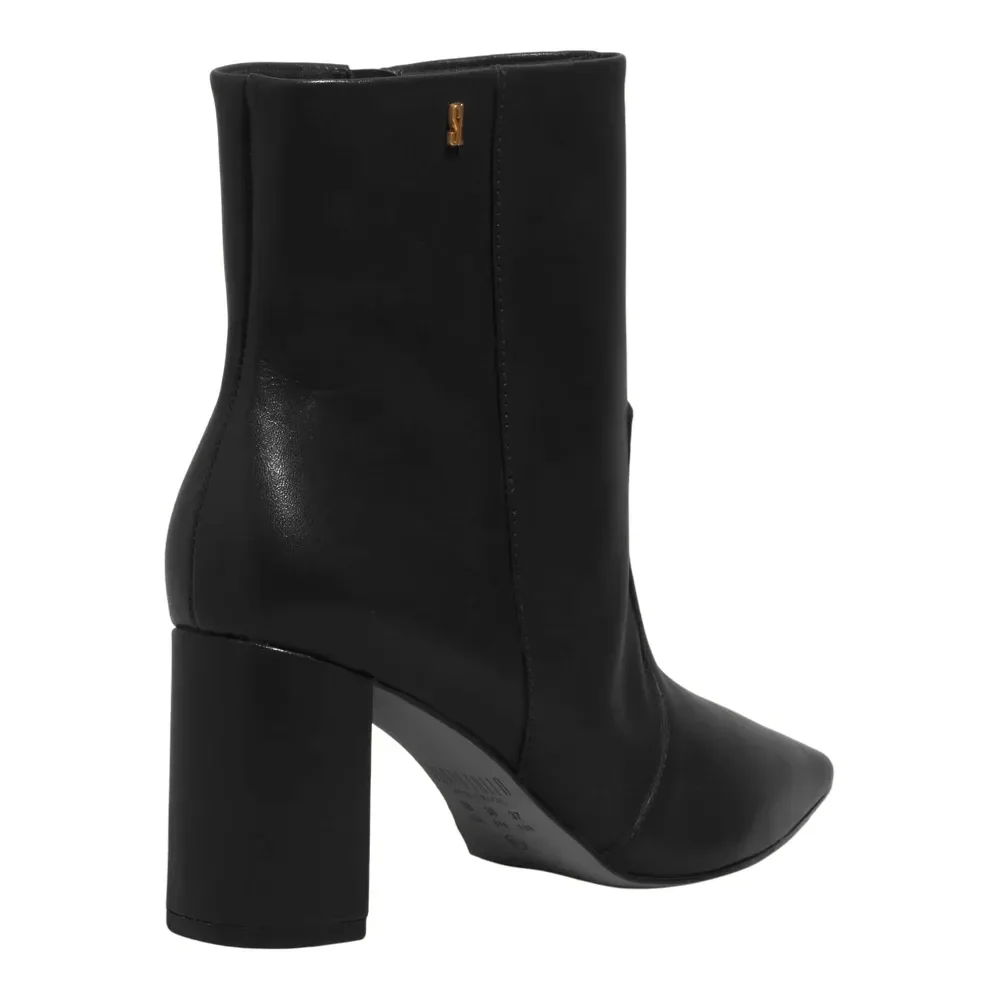 Bota Couro Nobre Soft Bico Fino Salto Bloco Preta - vista 3 de 3