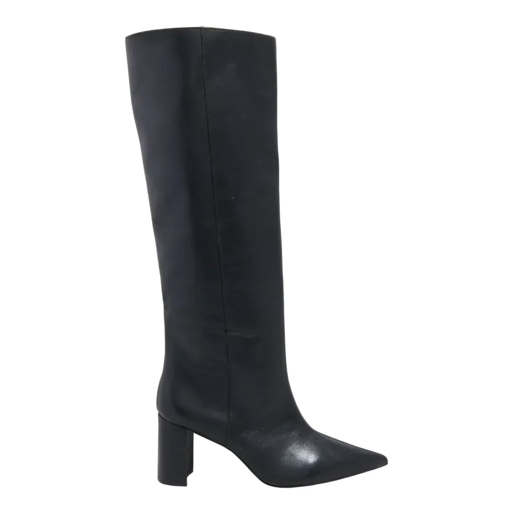 Bota Couro Nobre Soft Cano Alto Salto Bloco Preta - vista 1 de 3