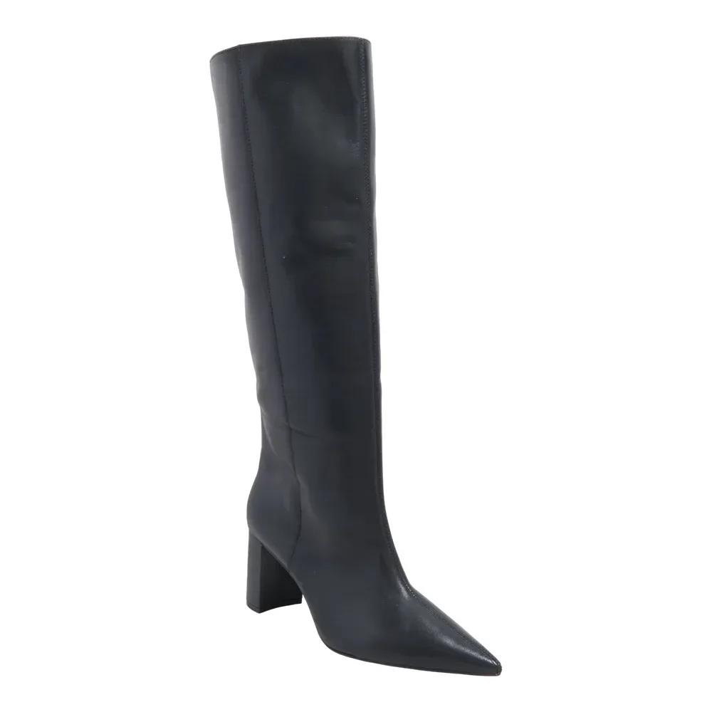 Bota Couro Nobre Soft Cano Alto Salto Bloco Preta - vista 2 de 3