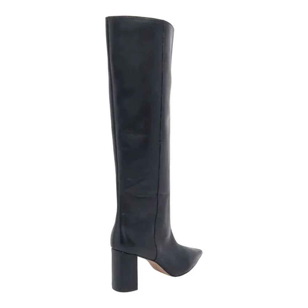 Bota Couro Nobre Soft Cano Alto Salto Bloco Preta - vista 3 de 3