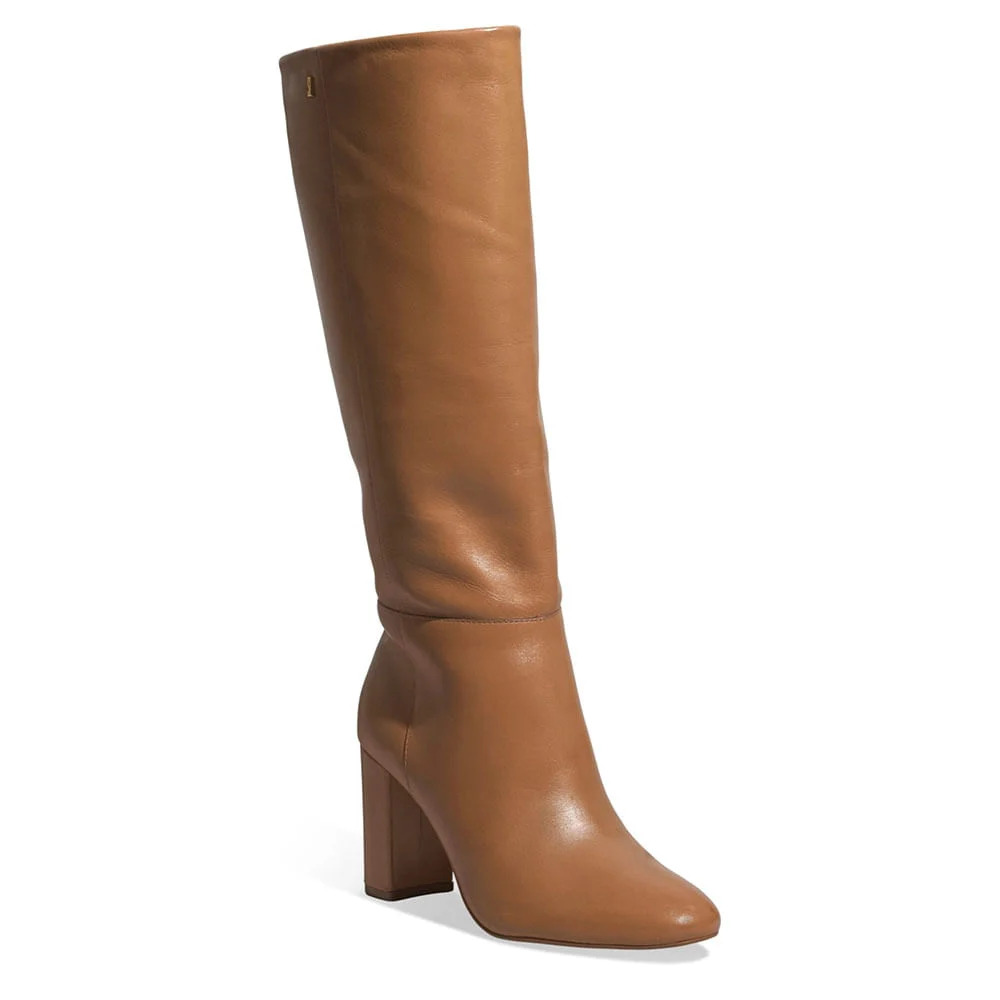Bota Couro Nobre Cano Longo Salto Grosso Caramelo - vista 2 de 3