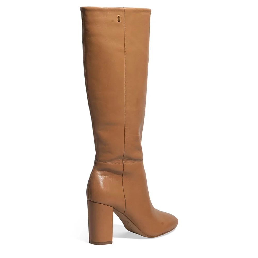 Bota Couro Nobre Cano Longo Salto Grosso Caramelo - vista 3 de 3