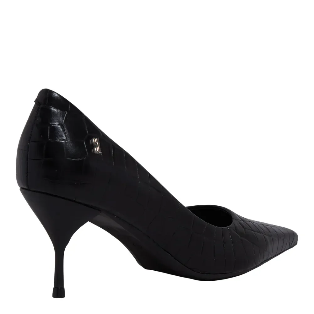 Scarpin Croco Italiano Salto Taça Preto - vista 3 de 3
