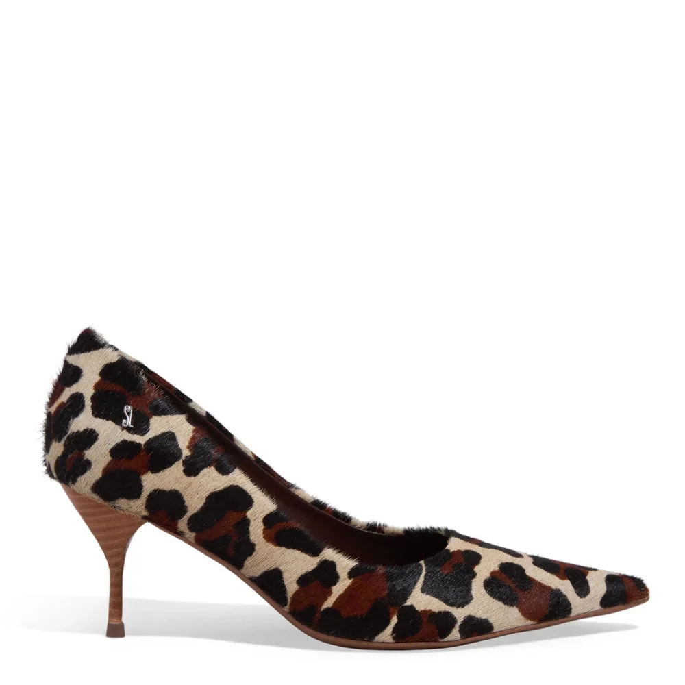 Scarpin Couro Pelo Salto Agulha Animal Print Onça - vista 1 de 3