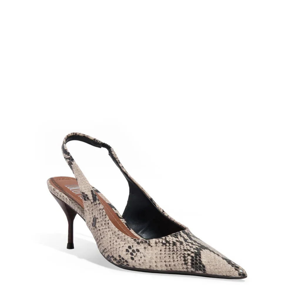 Scarpin Couro Salto Agulha Animal Print Cobra - vista 2 de 3