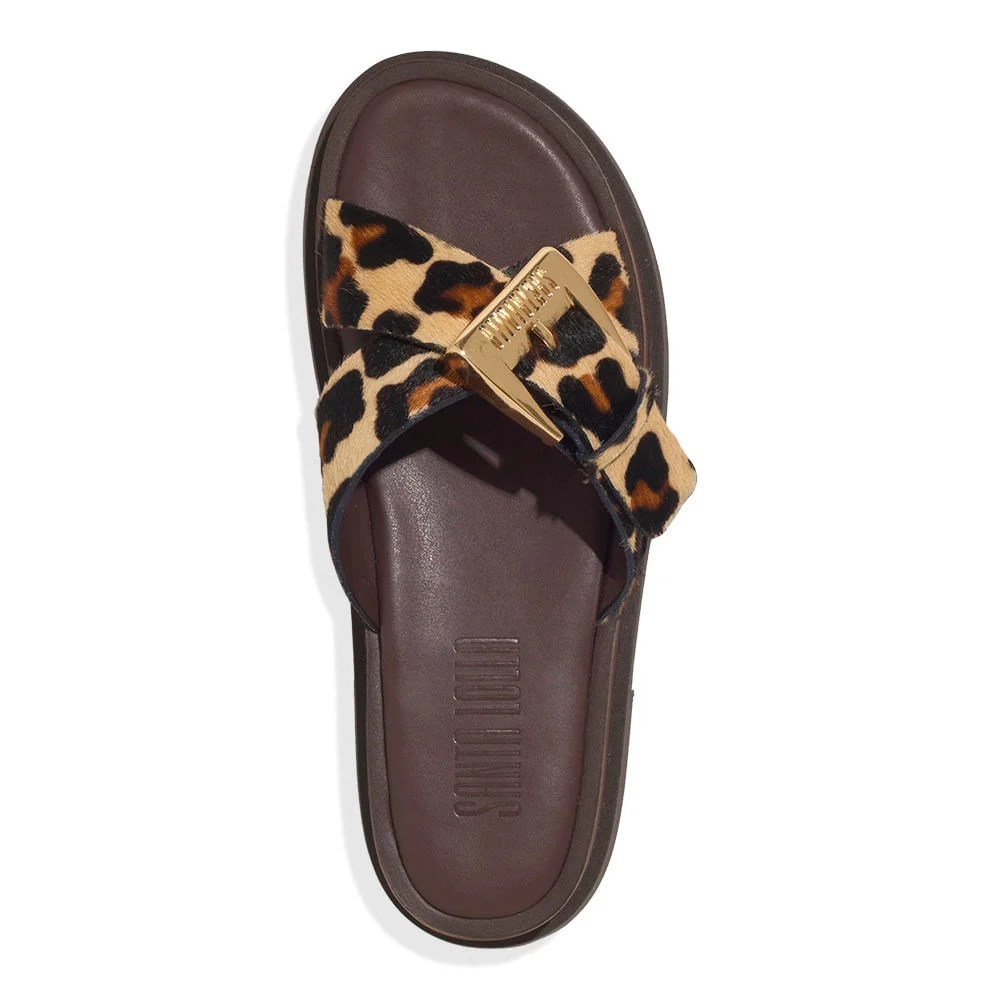 Papete Couro Pelo Fivela Maxi Animal Print Onça - vista 4 de 6