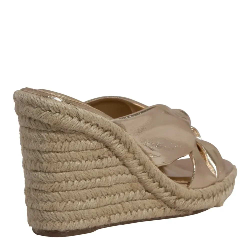 Mule Espadrille Anabela Dourada Metalizada - vista 3 de 3