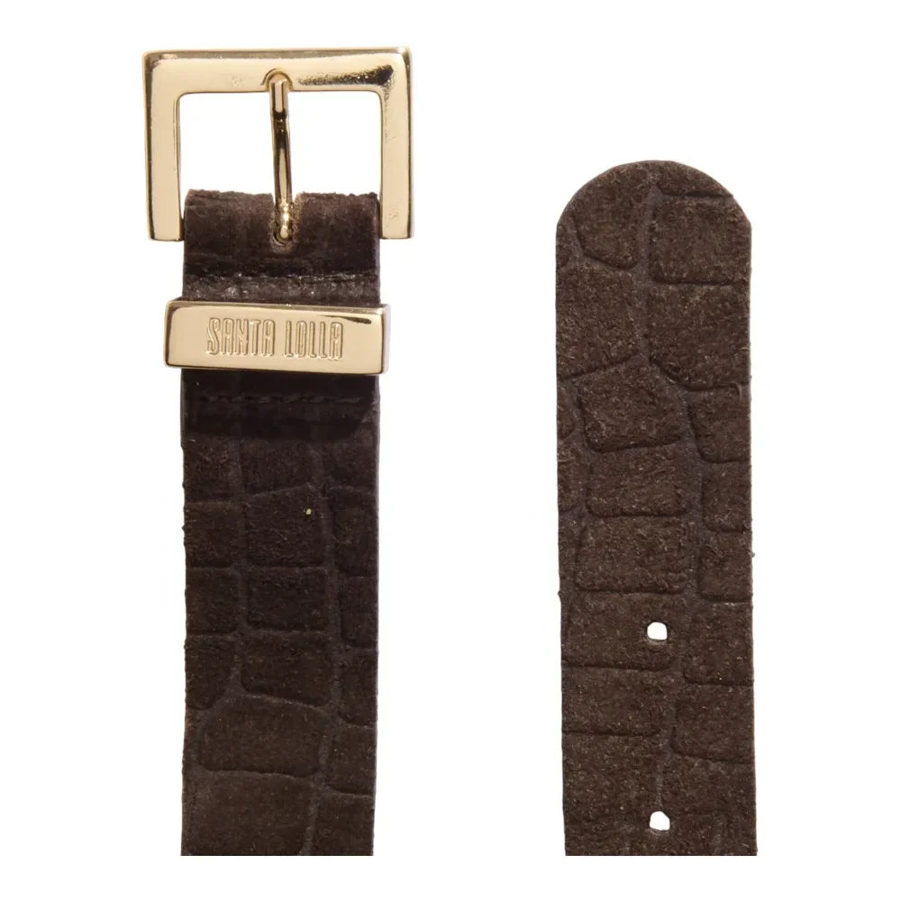 Cinto Couro Camurça Croco Marrom Dark Brown - vista 2 de 2
