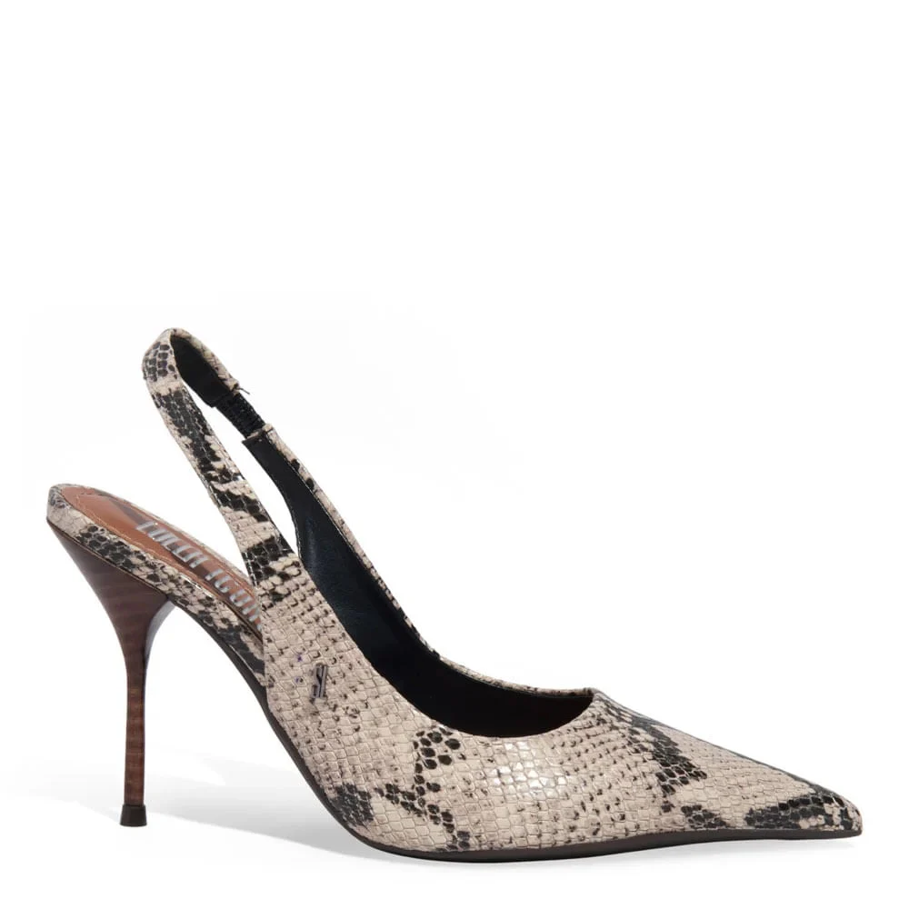 Scarpin Couro Estampa Animal Print Cobra Bico Fino Salto Agulha - vista 1 de 3