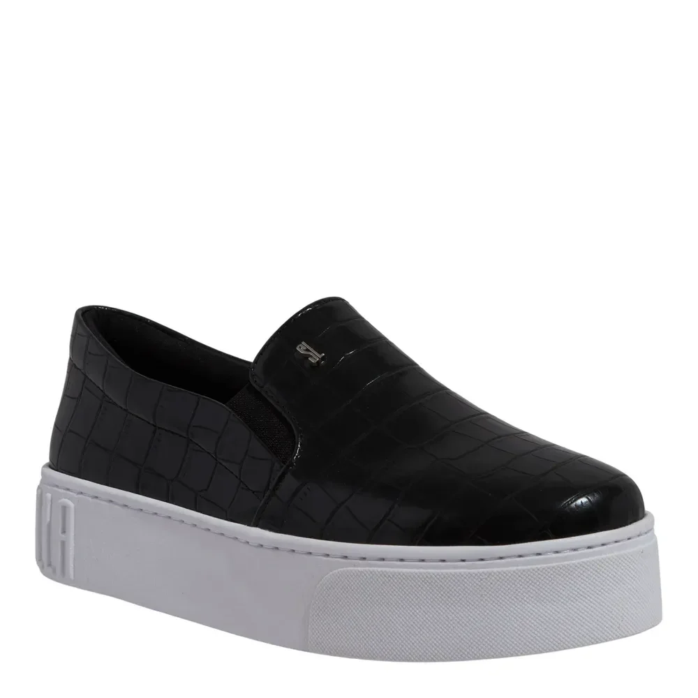 Tênis Slip On Plataforma Croco Preto - vista 2 de 4