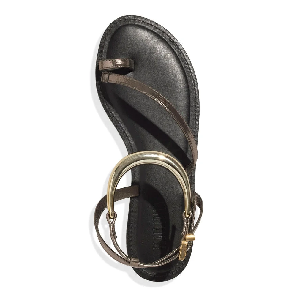 Rasteira Thong Metalizado Reflexo Cinza Pewter - vista 4 de 4