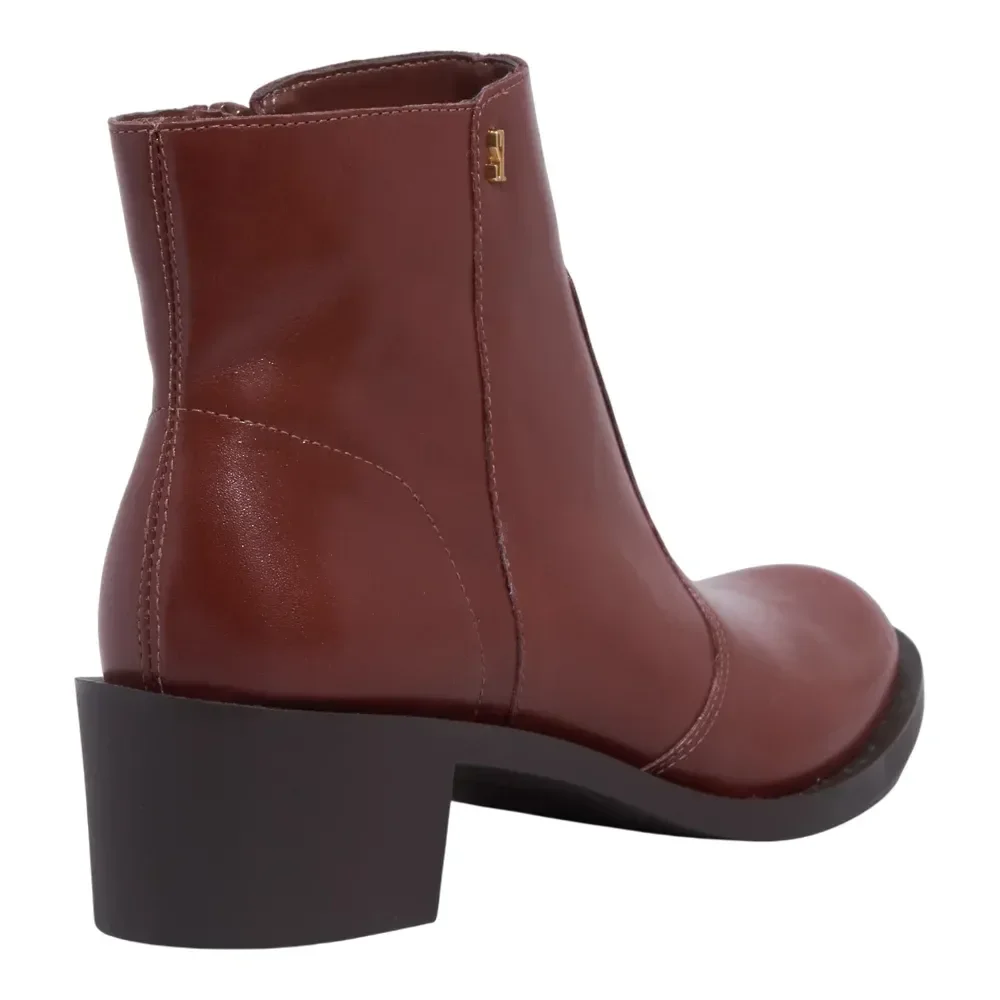 Bota Couro Confort Marrom Terracota Cano Curto Salto Grosso - vista 2 de 2