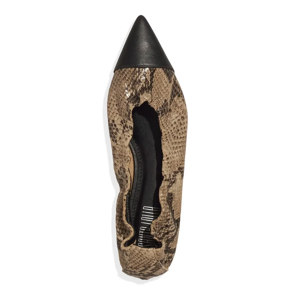 Sapatilha Couro Estampa Animal Print Cobra Bico Fino - vista 4 de 4