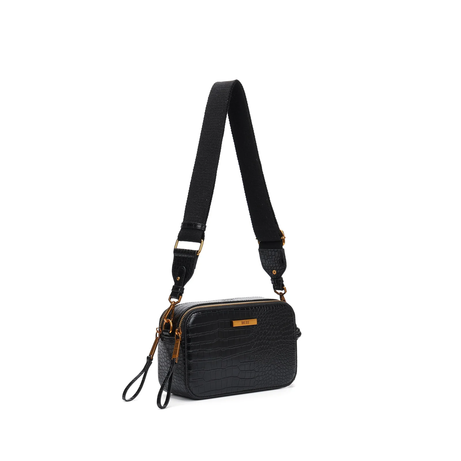 Bolsa Camera Bag Croco Preto Transversal - vista 2 de 5