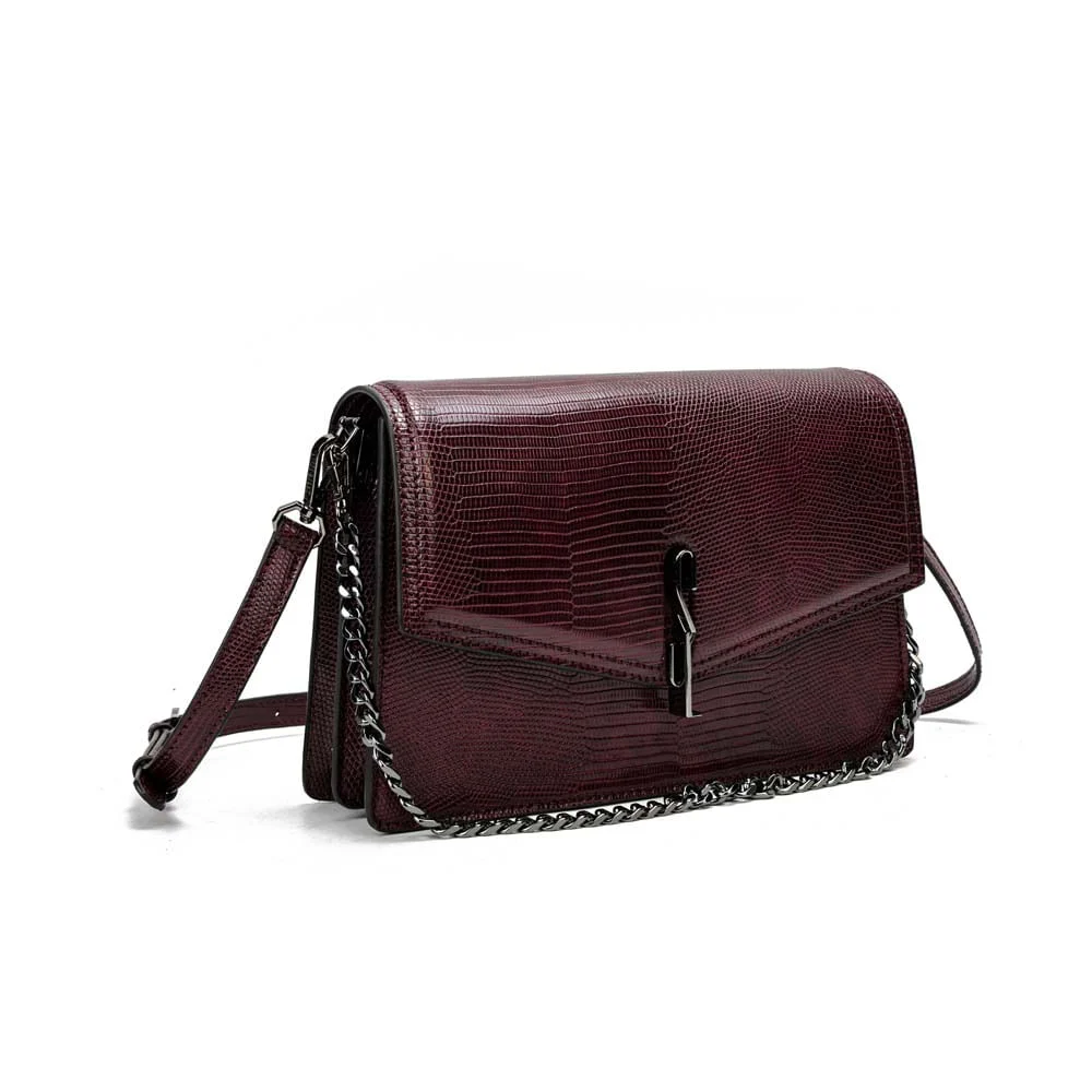 Bolsa Média Lizard Texturizada Roxo Berry Corrente - vista 2 de 7