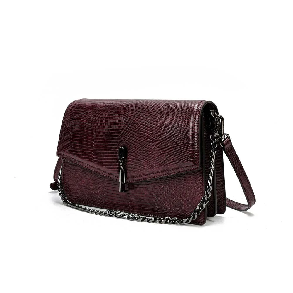 Bolsa Média Lizard Texturizada Roxo Berry Corrente - vista 3 de 7