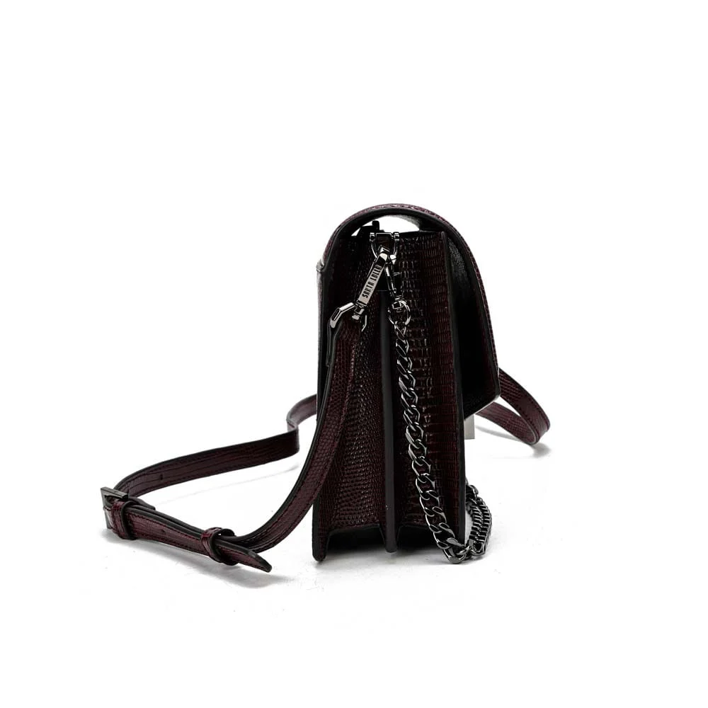 Bolsa Média Lizard Texturizada Roxo Berry Corrente - vista 4 de 7
