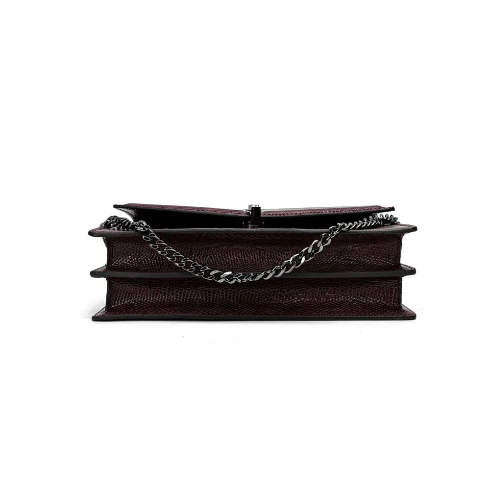 Bolsa Média Lizard Texturizada Roxo Berry Corrente - vista 6 de 7