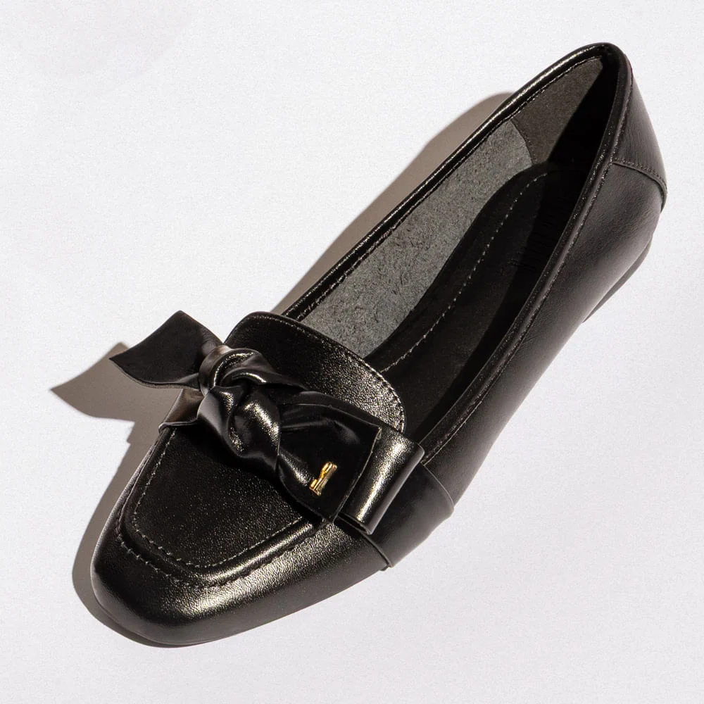 Mocassim Couro Confort Preto Laço - vista 1 de 6