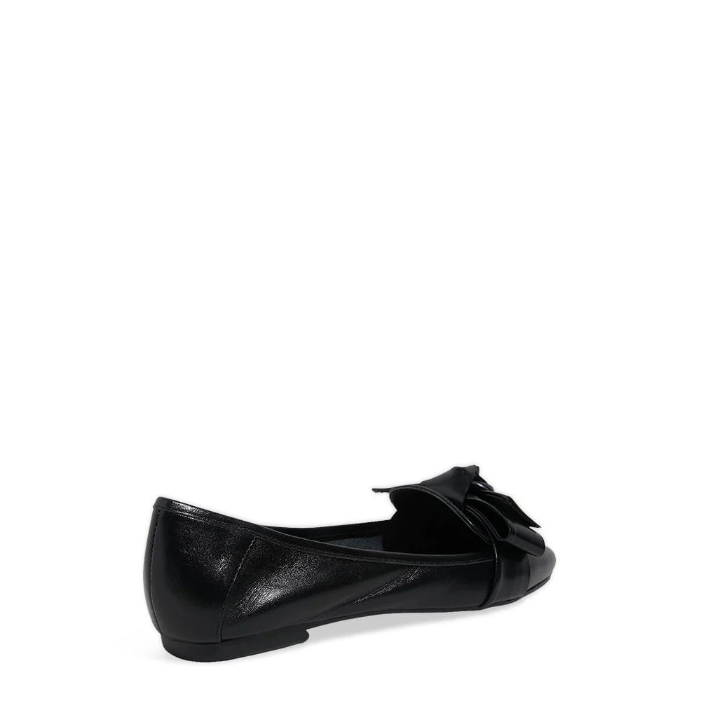 Mocassim Couro Confort Preto Laço - vista 4 de 6