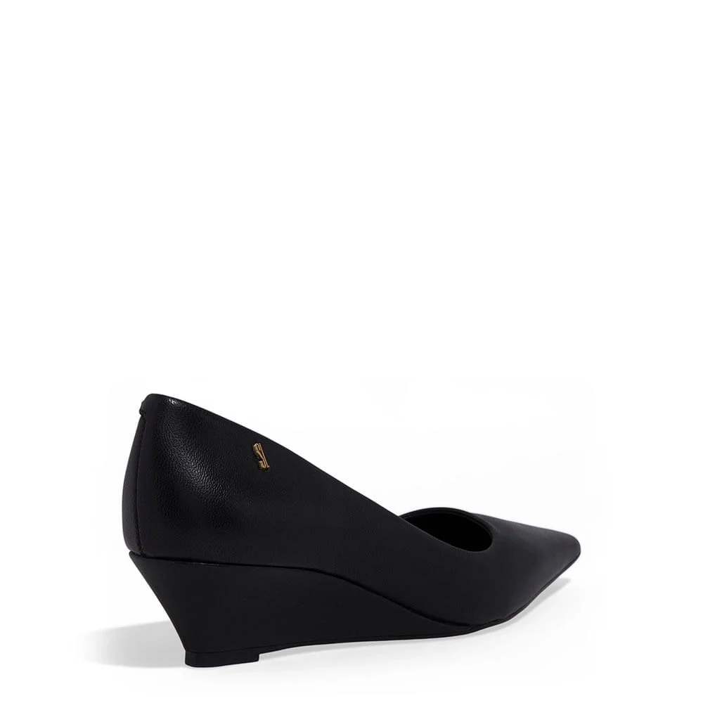 Scarpin Anabela Couro Pelica Soft Preto - vista 3 de 3