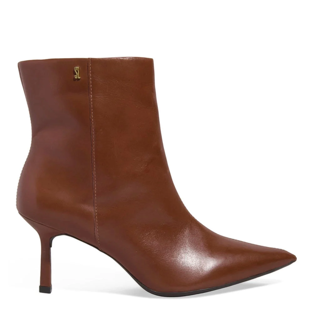 Bota Couro Soft Cano Curto Bico Fino Marrom Terracota - vista 1 de 2